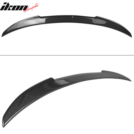 IKON MOTORSPORTS, Trunk Spoiler Compatible With 2011-2016 BMW 5-Series F10 4Dr Sedan, Matte Carbon Fiber M4 Style Rear Spoiler Wing, 2012 2013 2014 2015