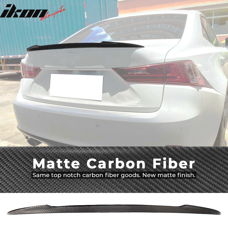 IKON MOTORSPORTS, Trunk Spoiler Compatible With 2014-2020 Lexus Sedan IS200t, IS250, IS300, IS350, IS300h, Matte Carbon Fiber IKON Style Rear Spoiler Wing, 2015 2016 2017 2018 2019