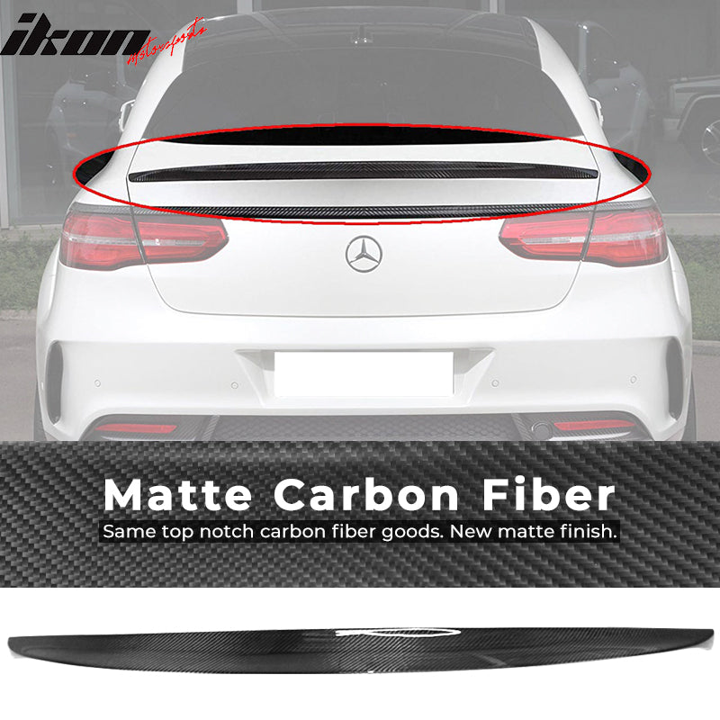 IKON MOTORSPORTS, Trunk Spoiler Compatible With 2016-2019 Mercedes-Benz GLE Class C292 Coupe , Matte Carbon Fiber Ikon Style Rear Spoiler Wing, 2017 2018