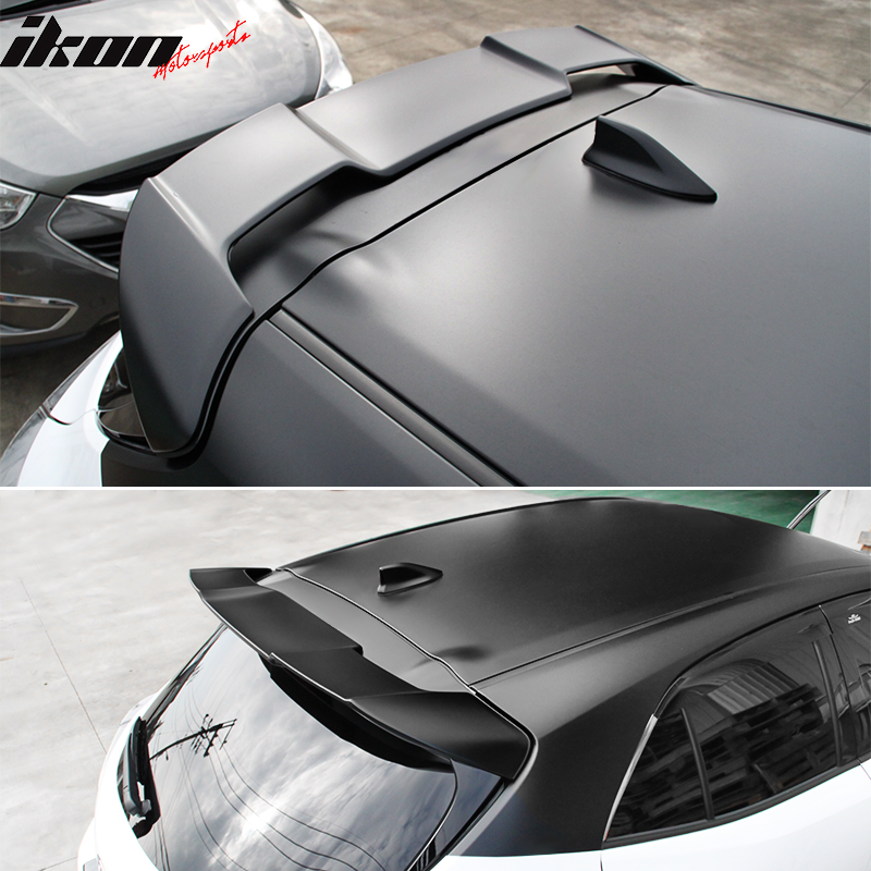 IKON MOTORSPORTS, Roof Spoiler Compatible With 2019-2024 Toyota Corolla 5-Door Hatchback, Factory Style Unpainted Black ABS Plastic Rear Roof Spoiler Wing