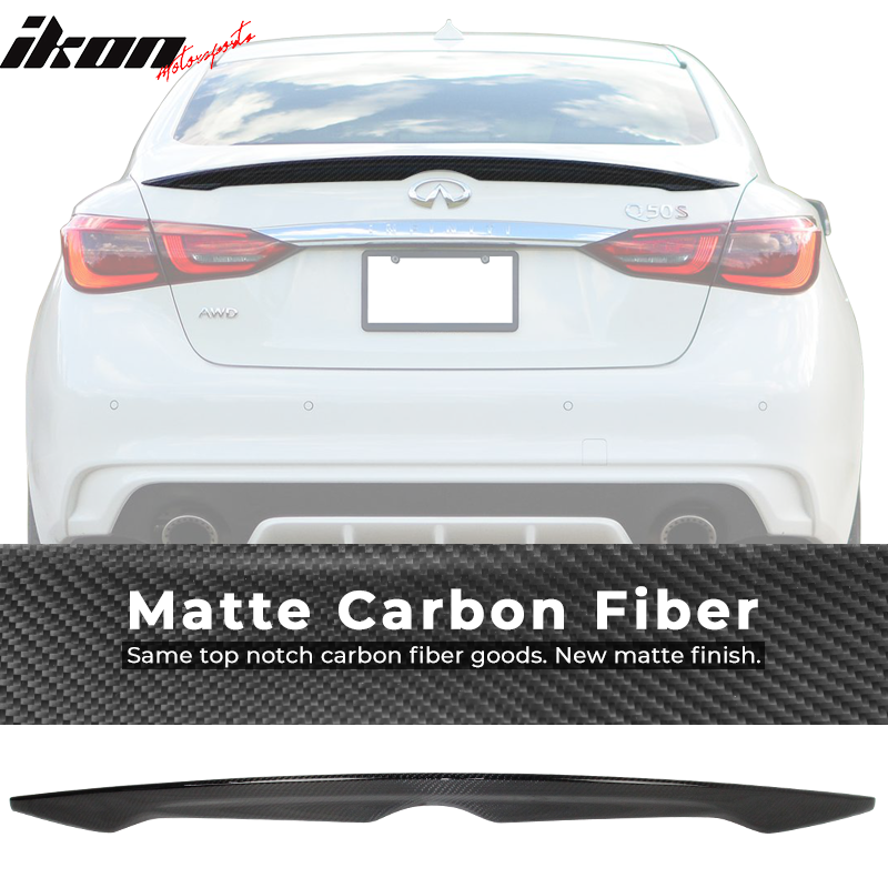 2014-2024 Infiniti Q50 Sedan Matte Carbon Fiber Trunk Spoiler Wing