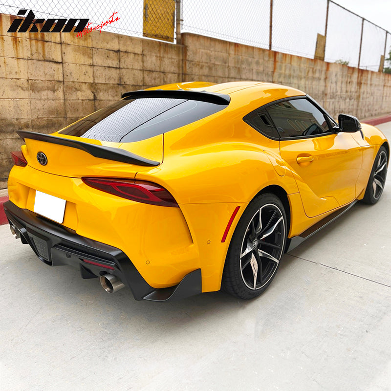 IKON MOTORSPORTS, Trunk Spoiler Compatible With 2020-2024 Toyota GR Supra & Supra J29 MK5, TRD Style Painted Matte Black ABS Plastic Rear Spoiler