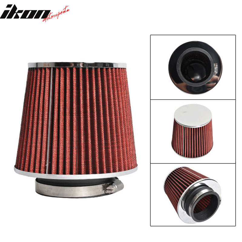 Fits 3.5in Race Performance Cold Airintake Cone Filter Red 88-12 Civic