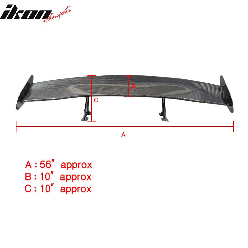 56" Inch GT Style Racing Race Drag Trunk Spoiler Wing - 3D Carbon Fiber CF