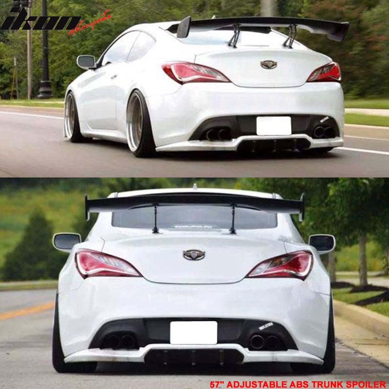 IKON MOTORSPORTS Universal Trunk Spoiler Gt Style Black Rear Wing Tail Lid Finnisher Deck Lip