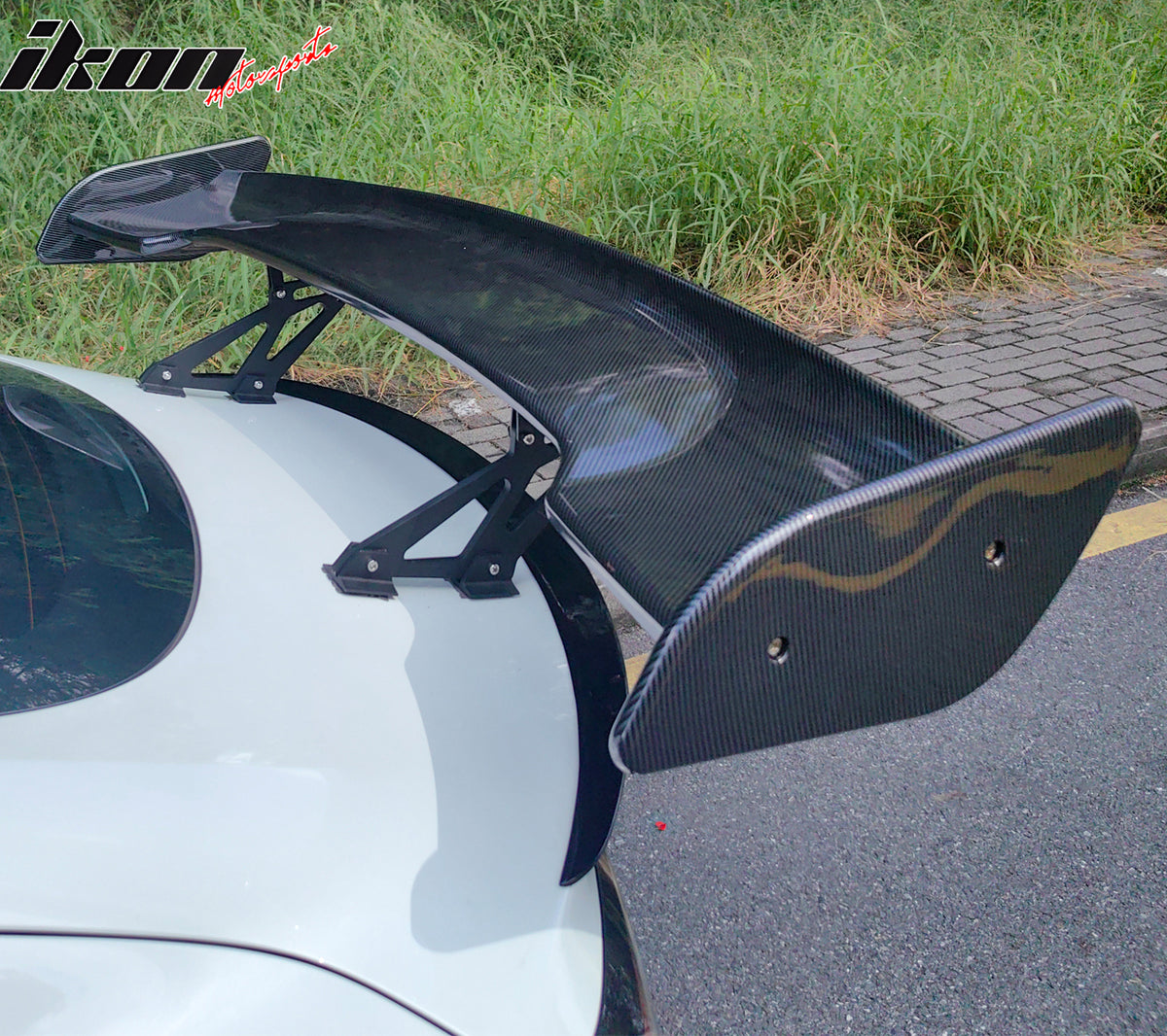 Universal Fit 57In JDM GT Style Rear Trunk Spoiler Wing Carbon Fiber Print ABS