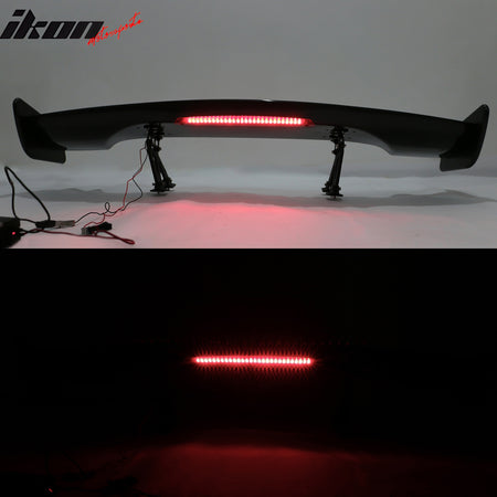 Universal 57 Inch GT Trunk Spoiler Wing & LED Brake Light Carbon Fiber Print ABS