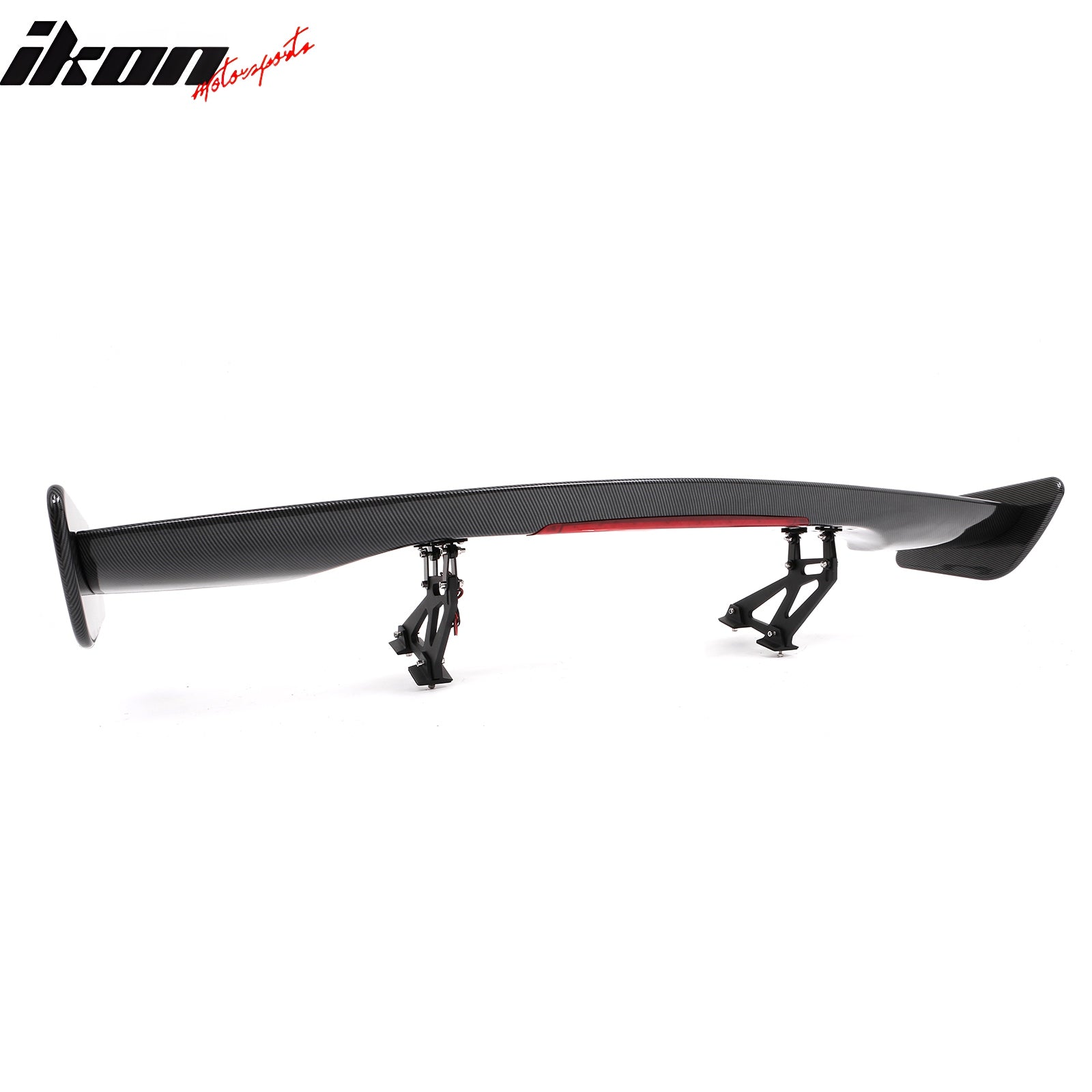 Universal 57 Inch GT Trunk Spoiler Wing & LED Brake Light Carbon Fiber Print ABS