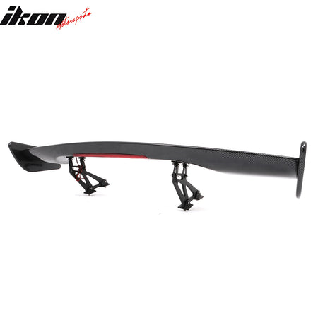 Universal 57 Inch GT Trunk Spoiler Wing & LED Brake Light Carbon Fiber Print ABS