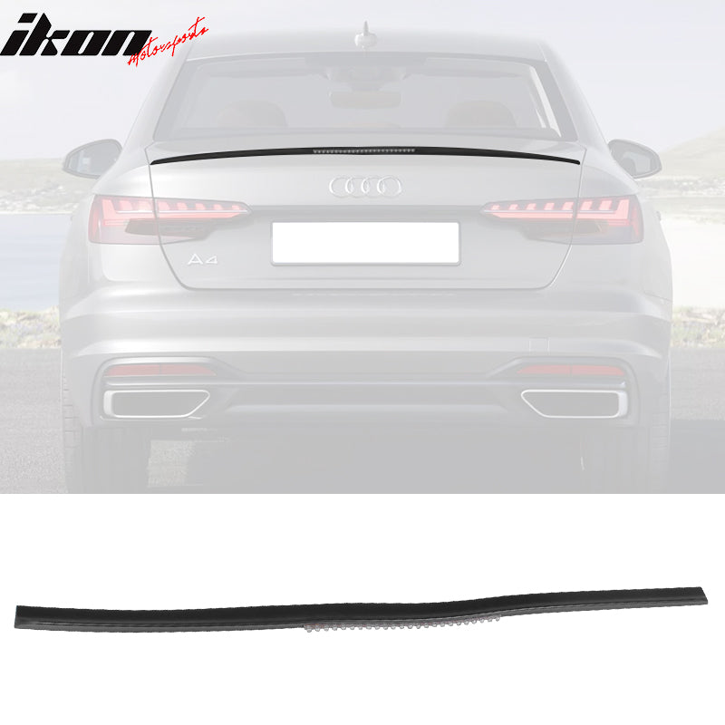 Universal M3 Style Unpainted Rear Trunk Lip W/ Tail LED Brake Light PU