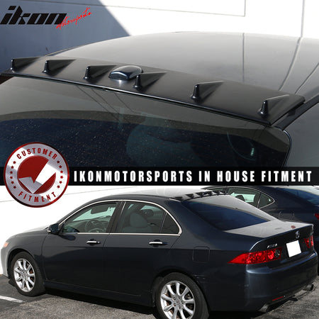 Roof Spoiler Compatible With 2004-2008 Acura TSX, Unpainted Black PP Vortex Generator Shark Fin Wing by IKON MOTORSPORTS