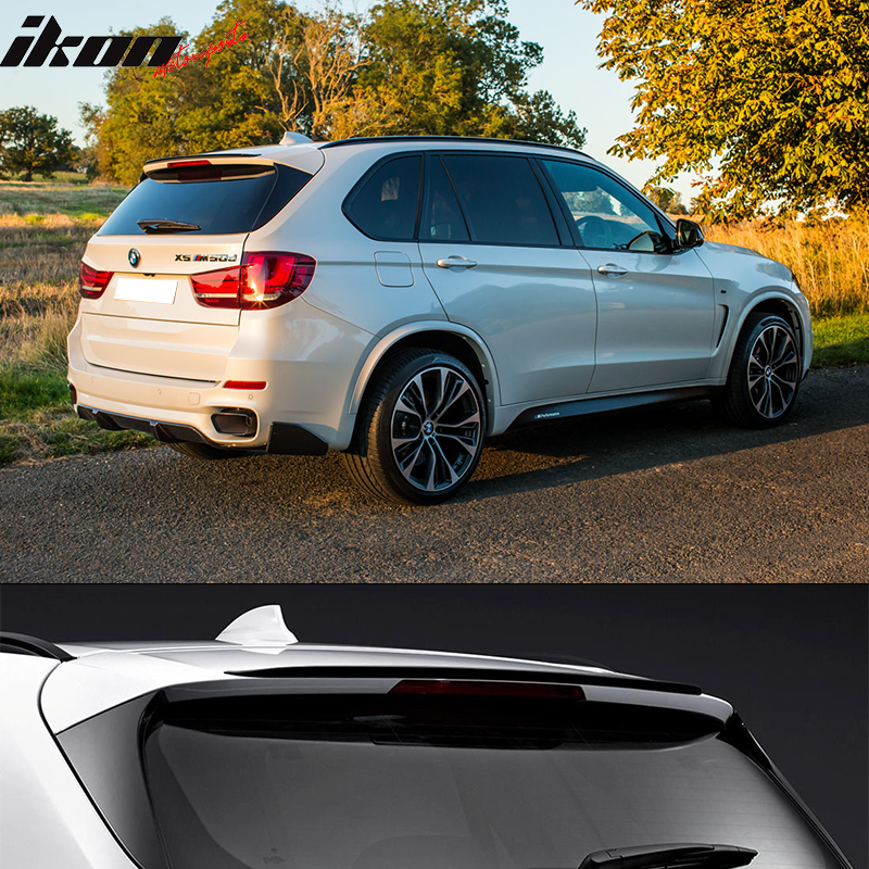 IKON MOTORSPORTS, Rear Window Roof Spoiler Compatible with 2014-2018 BMW F15 X5, MP Style ABS Plastic Top Roofline Windshield Visor Spoiler Wing