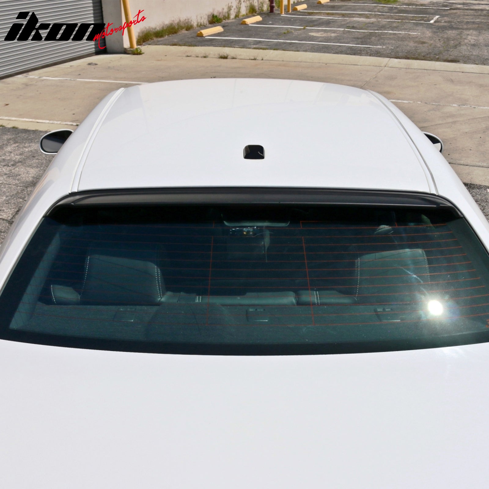 IKON MOTORSPORTS, Rear Window Roof Spoiler Compatible with 2008-2023 Dodge Challenger, IKON Style PP Polypropylene Top Roofline Windshield Visor Spoiler Wing