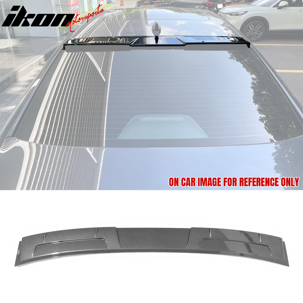 IKON MOTORSPORTS, Rear Window Roof Spoiler Compatible with 2023-2024 Honda Accord, IKON Style ABS Top Roofline Windshield Visor Spoiler Wing