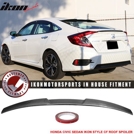 Fits 16-21 Honda Civic X Sedan 10th Gen 4Dr IKON Style Roof Spoiler - ABS