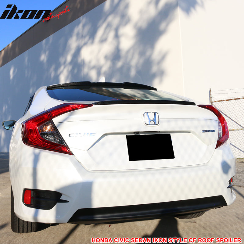 Fits 16-21 Honda Civic X Sedan 10th Gen 4Dr IKON Style Roof Spoiler - ABS