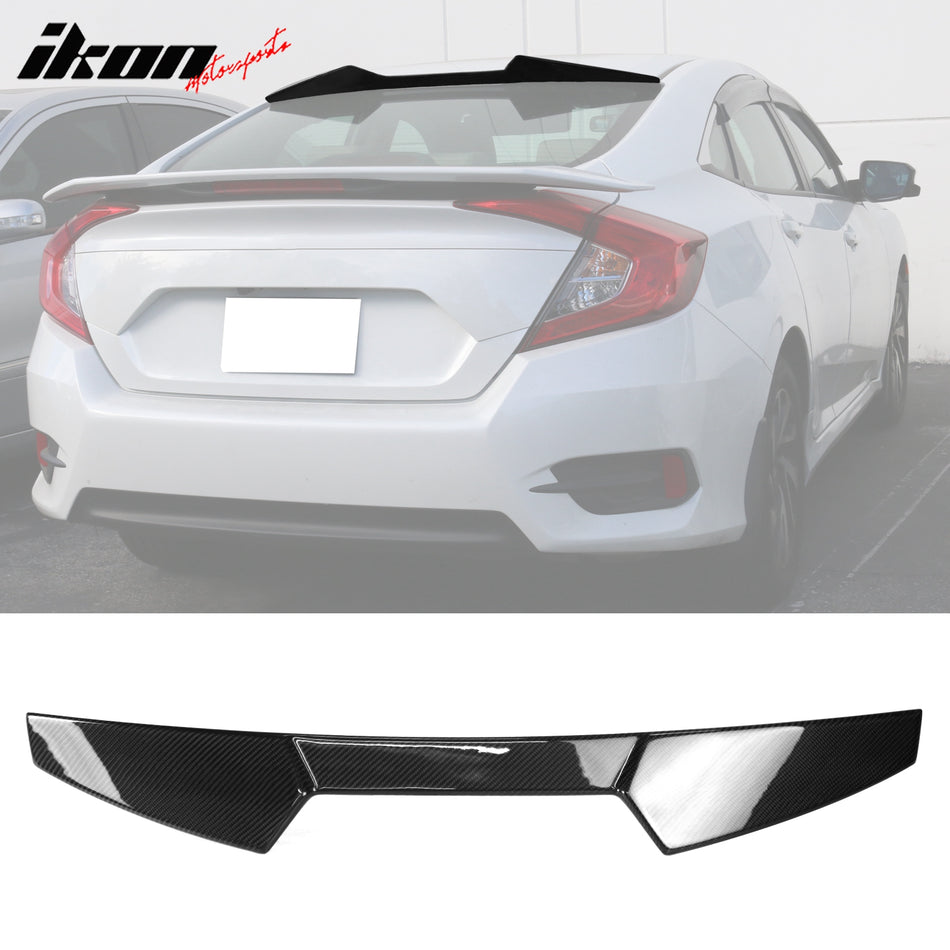 2016-2021 Honda Civic 10th Gen Sedan V Style Roof Spoiler Carbon Fiber