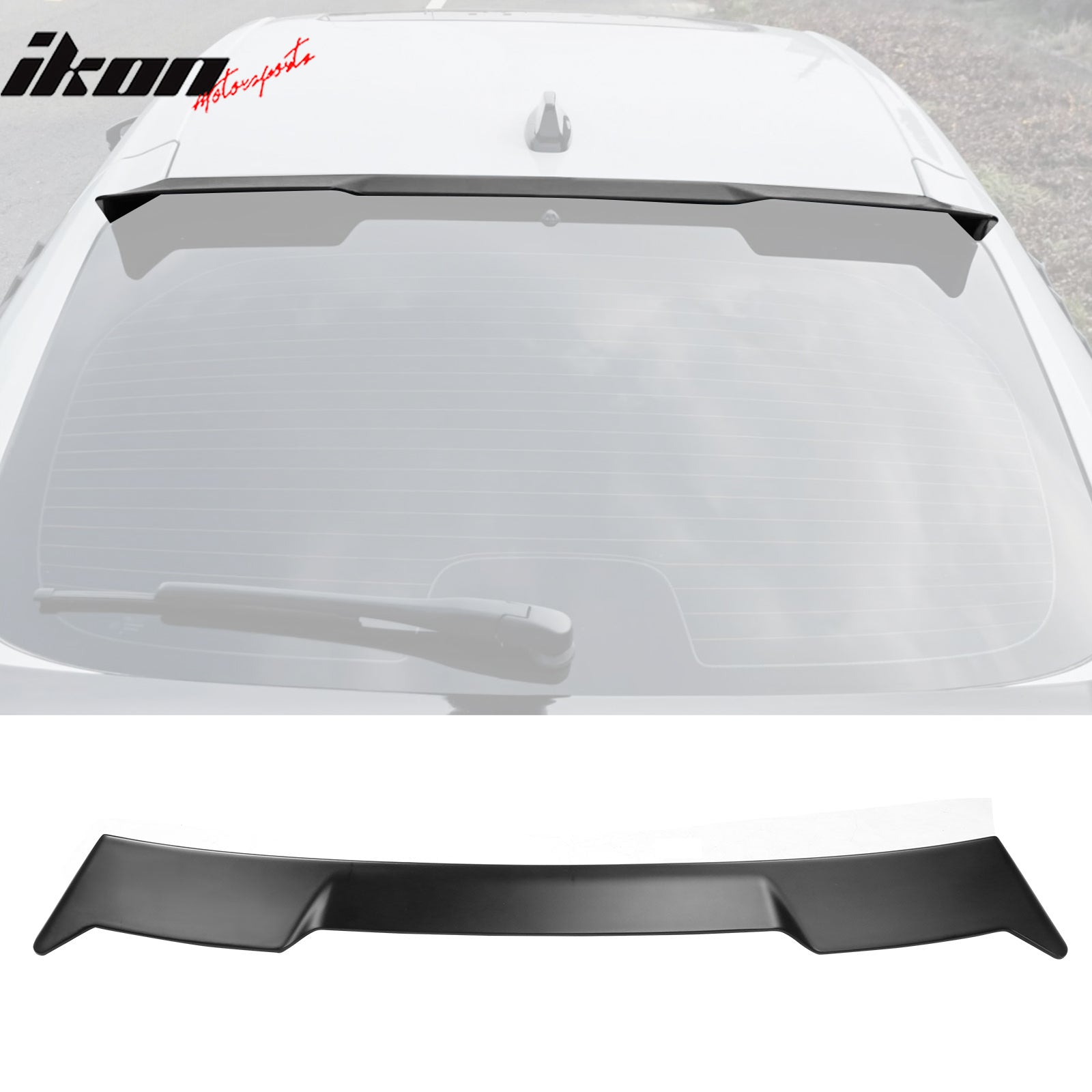 IKON MOTORSPORTS, Roof Spoiler Compatible With 2022-2025 Honda Civic Hatchback, Roof Window Spoiler Wing Replacement ABS