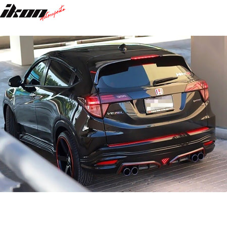 IKON MOTORSPORTS, Rear Roof Spoiler Compatible With 2016-2019 Honda HR-V, Rear Roof Window Visor Spoiler Wing OE Style ABS Painted, 2017 2018