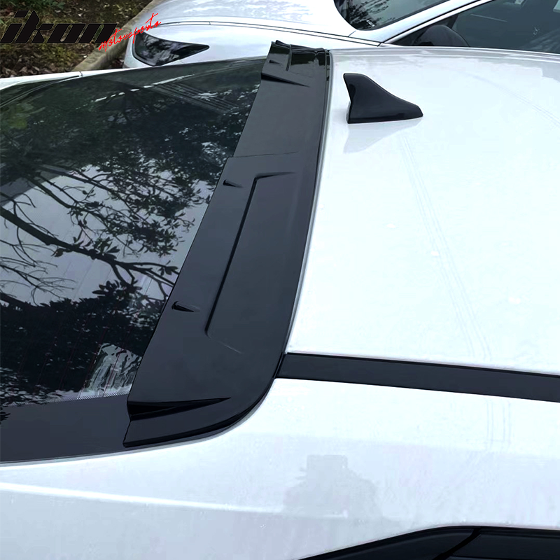 IKON MOTORSPORTS, Roof Spoiler Compatible With 2021-2022 Hyundai Elantra 4-Door Sedan, ABS Plastic Rear Window Roof Spoiler Visor