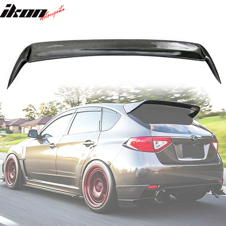 IKON MOTORSPORTS, Roof Spoiler Compatible With 2008-2014 Subaru Impreza Hatchback , Matte Carbon Fiber Rear Spoiler Wing, 2009 2010 2011 2012 2013