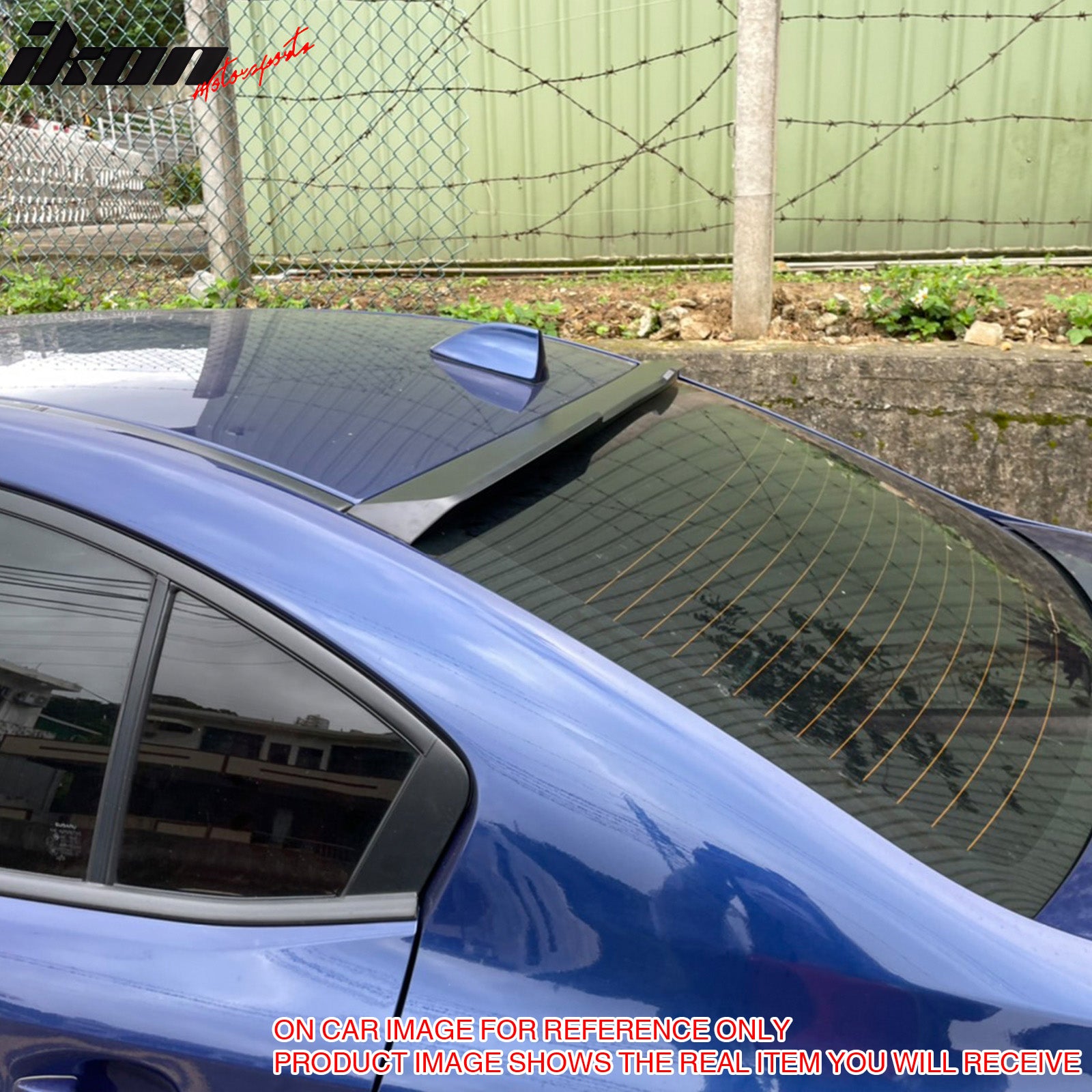 IKON MOTORSPORTS, Rear Window Roof Spoiler Compatible with 2015-2021 Subaru WRX & WRX STI, X Style Painted #K7X Wr Blue Pearl ABS Plastic Top Roofline Windshield Visor Spoiler Wing