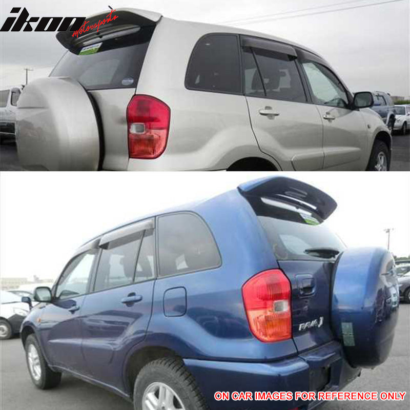 Pre-Painted Roof Spoiler Compatible With 2001-2005 Toyota RAV4 XA20, Factory Style Painted #202 Black ABS Rear Wind Spoiler Wing Other Color Available By IKON MOTORSPORTS, 2002 2003 2004