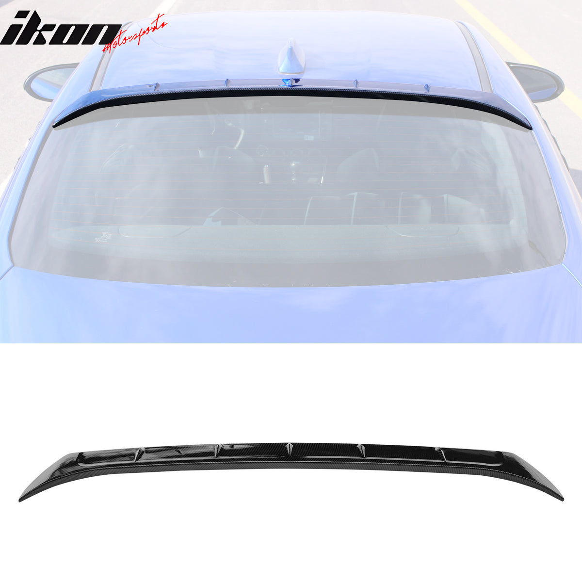 IKON MOTORSPORTS, Rear Window Roof Spoiler Compatible with 2022-2024 Subaru BRZ & Toyota GR86, V Style ABS Top Roofline Windshield Visor Spoiler Wing