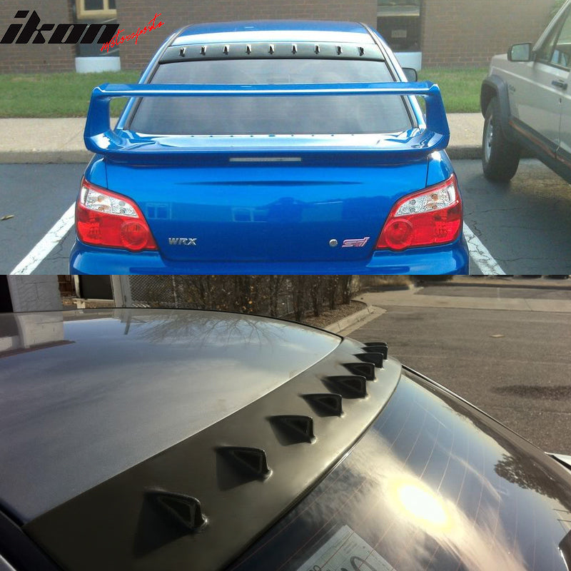 Roof Spoiler Compatible With 2002-2007 Subaru Impreza WRX, Unpainted Black ABS Rear Wind Spoiler Wing By IKON MOTORSPORTS, 2003 2004 2005 2006