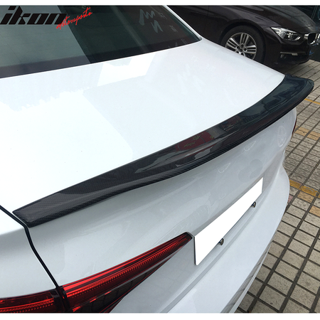 IKON MOTORSPORTS, Trunk Spoiler Compatible With 2017-2020 Audi A4 B9 , Matte Forged Carbon Fiber S4 Style Rear Spoiler Wing, 2018 2019