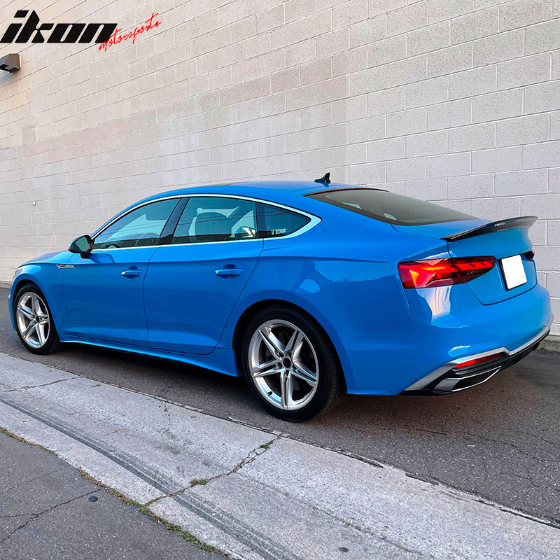 IKON MOTORSPORTS, Trunk Spoiler Compatible With 2018-2022 Audi A5 , Matte Carbon Fiber C Style Rear Spoiler Wing