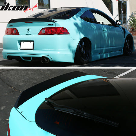 IKON MOTORSPORTS Trunk Spoiler Compatible With 2002-2006 Acura RSX, Ikon Style Matte Black PP Duckbill Type Rear Wing Lip