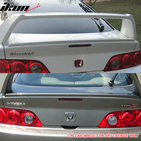 IKON MOTORSPORTS, Trunk Spoiler Compatible with 2002-2006 Acura RSX, Aspec Style Carbon Fiber CF Rear Trunk Lid Spoiler Wing Lip