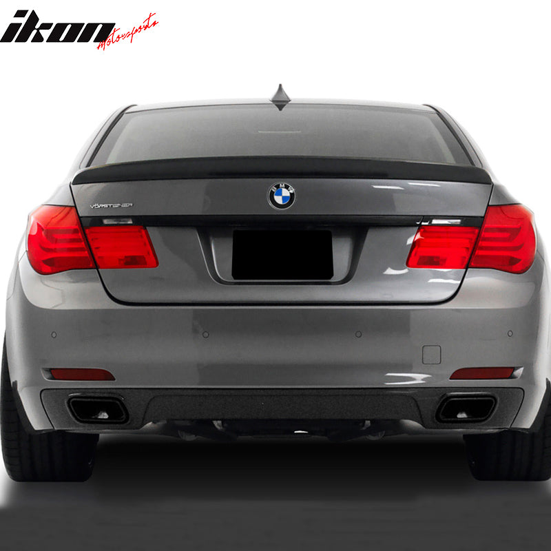 Trunk Spoiler Compatible With 2009-2015 BMW F01 7-Series, AC-S Style ABS Plastic Rear Tail Trunk Lid Lip Wing Deck by IKON MOTORSPORTS, 2010 2011 2012 2013 2014