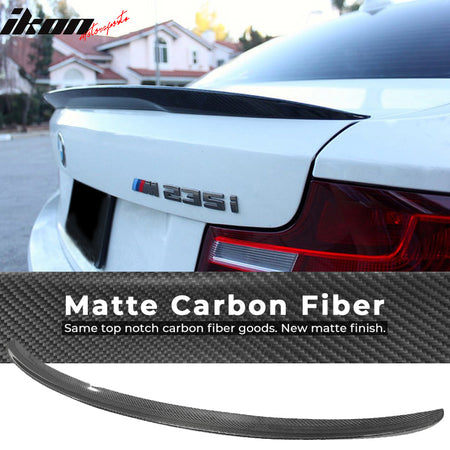 IKON MOTORSPORTS, Trunk Spoiler Compatible With 2014-2020 F11 2 Series , Matte Carbon Fiber P Style Rear Spoiler Wing, 2015 2016 2017 2018 2019