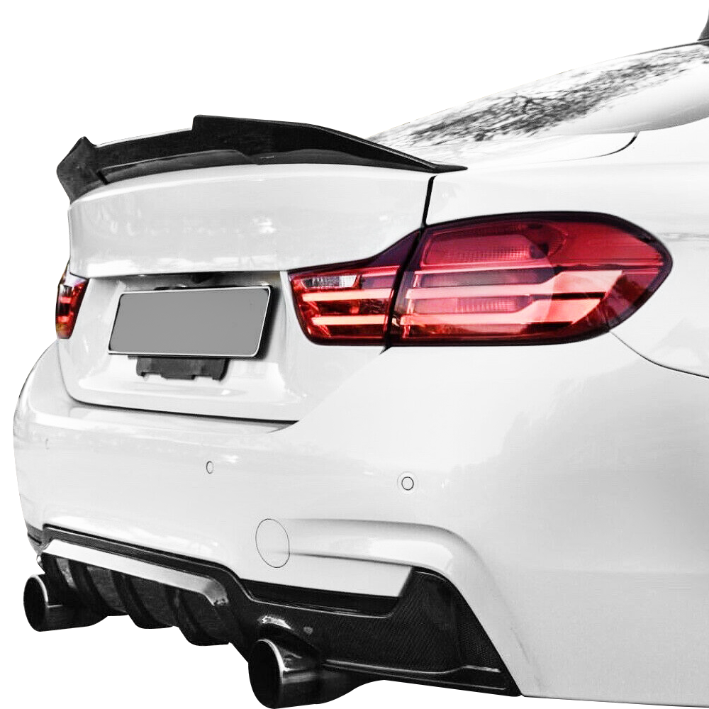 IKON MOTORSPORTS, Trunk Spoiler Compatible With 2014-2020 BMW 4-Series F32 Coupe , Matte Carbon Fiber PSM Style Rear Spoiler Wing, 2015 2016 2017 2018 2019