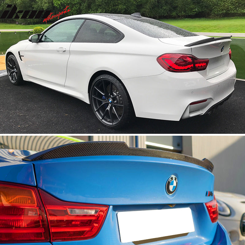 IKON MOTORSPORTS, Trunk Spoiler Compatible With 2015-2020 BMW F82 M4, Matte Carbon Fiber CS Style Rear Spoiler Wing, 2016 2017 2018 2019