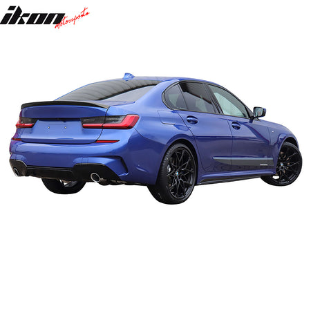 IKON MOTORSPORTS, Trunk Spoiler Compatible with 2019-2024 BMW G20 3 Series, M-Performance Style ABS Plastic Rear Trunk Lid Spoiler Wing Lip