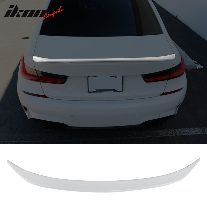 IKON MOTORSPORTS, Trunk Spoiler Compatible With 2019-2023 BMW G20 Sedan 4-Door & G80 M3, ABS Plastic M Performance Style Rear Spoiler Wing, 2020 2021