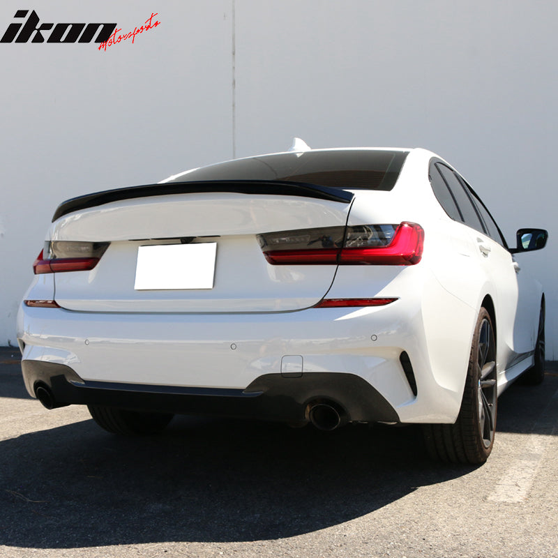 IKON MOTORSPORTS, Trunk Spoiler Compatible With 2019-2023 BMW G20 Sedan 4-Door & G80 M3, ABS Plastic M Performance Style Rear Spoiler Wing, 2020 2021