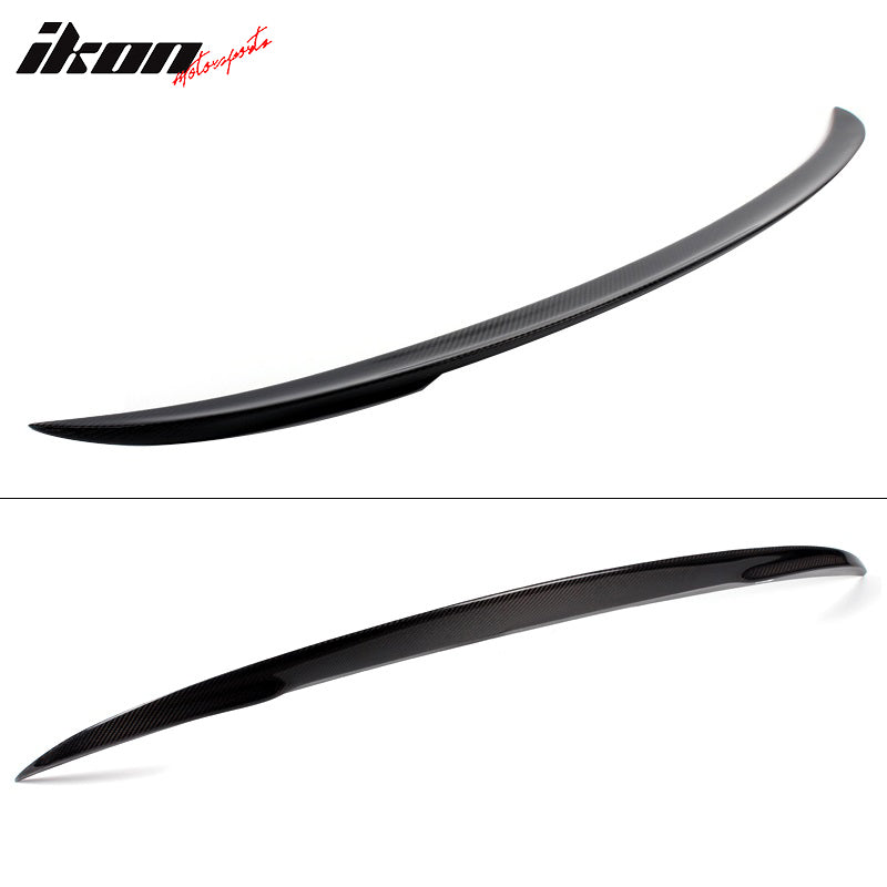 IKON MOTORSPORTS, Trunk Spoiler Compatible With 2021-2025 BMW G80 M3/M3 CS All Models, P Style Rear Trunk Boot Lid Wing Carbon Fiber