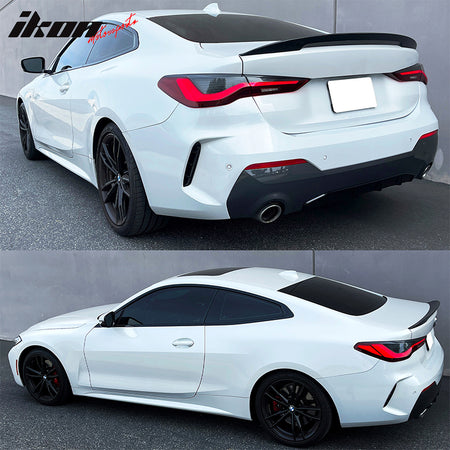 IKON MOTORSPORTS, Trunk Spoiler Compatible With 2021-2023 BMW G22 4 Series Coupe & G82 M4, Performance Style ABS Tail Lip