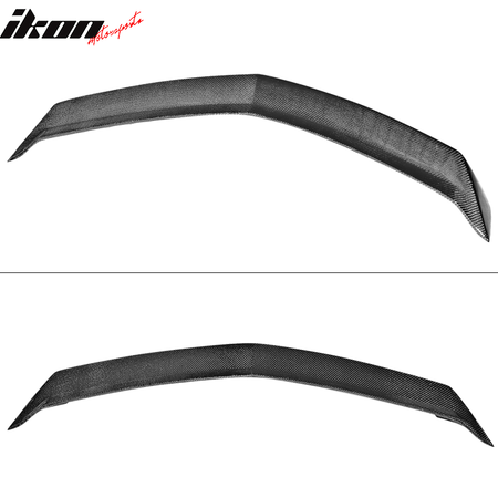 IKON MOTORSPORTS, Trunk Spoiler Compatible With 2016-2019 Cadillac ATS-V 4-Door Sedan , Matte Carbon Fiber V Style Rear Spoiler Wing, 2017 2018