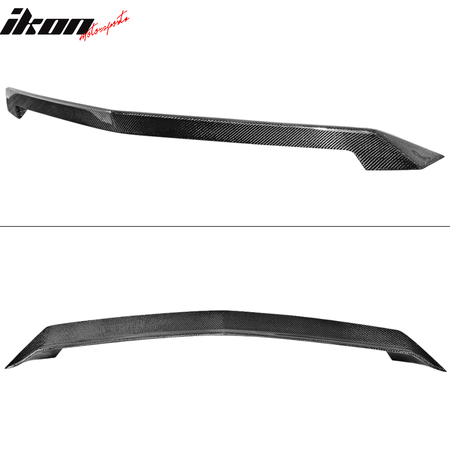 IKON MOTORSPORTS, Trunk Spoiler Compatible With 2016-2019 Cadillac ATS-V 4-Door Sedan , Matte Carbon Fiber V Style Rear Spoiler Wing, 2017 2018