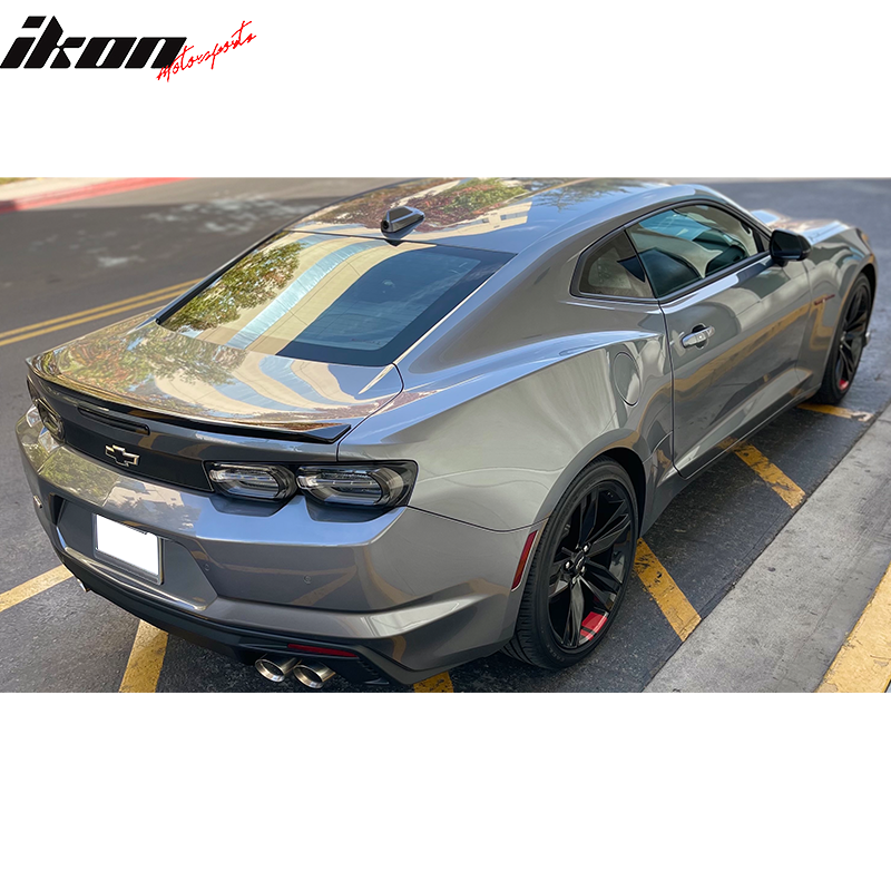 IKON MOTORSPORTS, Trunk Spoiler Compatible With 2016-2023 Chevrolet Camaro, Rear Trunk Duck Lid Spoiler Wing Lip RS Style ABS