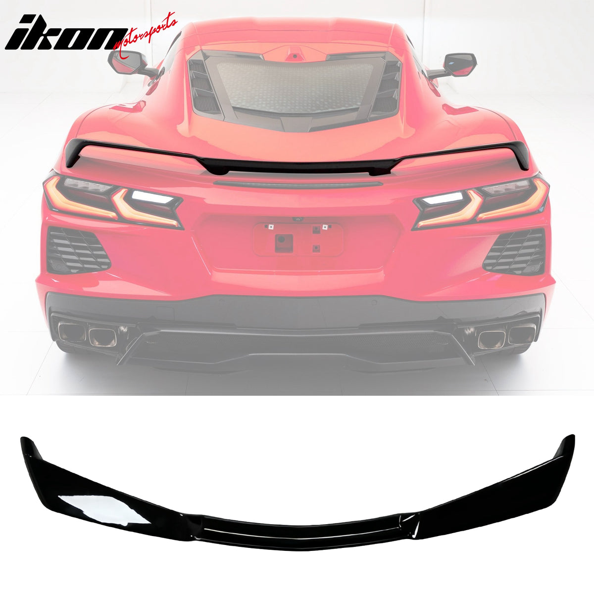 IKON MOTORSPORTS, Trunk Spoiler Compatible with 2020-2024 Chevy Corvette C8 Stingray & Z51, Z51 Style ABS Plastic Rear Trunk Lid Spoiler Wing Lip