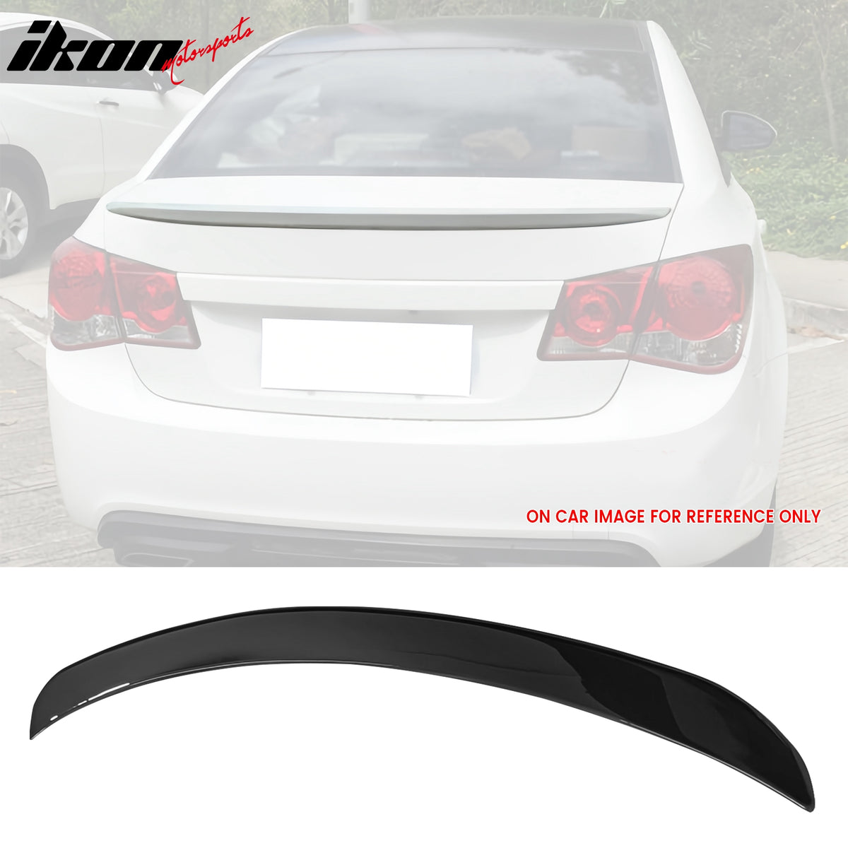 IKON MOTORSPORTS, Trunk Spoiler Compatible with 2010-2015 Chevrolet Cruze & 2016 Cruze Limited, OE Style ABS Plastic Rear Trunk Lid Spoiler Wing Lip