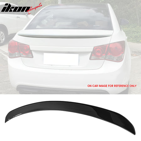 IKON MOTORSPORTS, Trunk Spoiler Compatible with 2010-2015 Chevrolet Cruze & 2016 Cruze Limited, OE Style ABS Plastic Rear Trunk Lid Spoiler Wing Lip