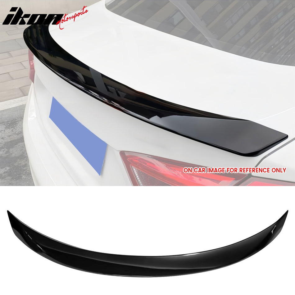 IKON MOTORSPORTS, Trunk Spoiler Compatible with 2016-2019 Chevrolet Cruze Sedan, ABS Plastic Rear Trunk Lid Spoiler Wing Lip