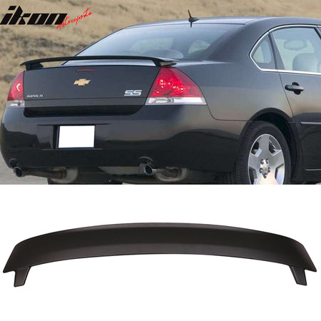 Trunk Spoiler Compatible With 2006-2013 Chevy Impala, ABS Unpainted Trunk Boot Lip Spoiler Wing Add On Deck Lid By IKON MOTORSPORTS, 2007 2008 2009 2010 2011 2012